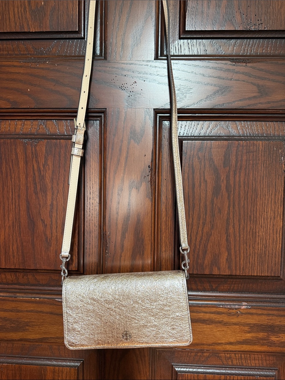 Tory Burch Metallic Gold Leather Crossbody Bag